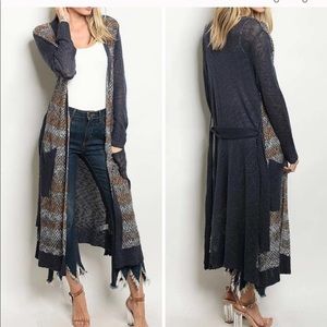 NWOT multicolored long cardigan/duster